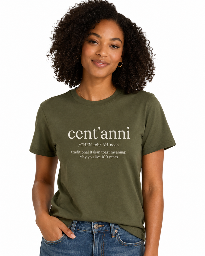 Poppi’s “Cent’anni” Tee – Military Green